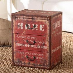 Lorand Vintage Faux Leather and Wood 3-Drawer Storage Trunk by Wholesale Interiors INC in Red (Size ONE SIZE)