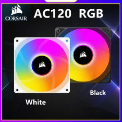 CORSIR RGB Fan AC120 single Heat Sink High Air Flow Pressure/5V RGB High Performance/8 LED Lights 120MM Black/White