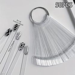TEMU 50pcs Of False Nail Display Stand In A Fan Shape, Designed For Showcasing Gel Polish And Practicing Nail Art.