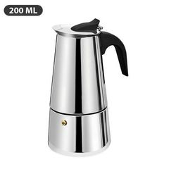TEMU 1pc 100ml (2 Cups)/200ml (4 Cups)/300ml (6 Cups) Mocha Pot Stainless Steel Mocha Coffee Pot Portable Mocha Pot Coffee Shop Classic Silver