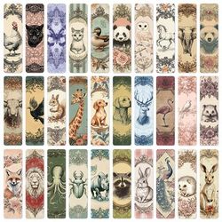 TEMU 30-pack Vintage-inspired Animal Bookmark Cards, Classic Antique , Creative Cartoon Cute Decorative Book Reading Message Markers, Paper Material, Ywwbld Brand