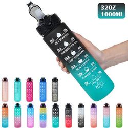 TEMU 32oz Gradient Leak-proof Water Bottle With Carry Strap - Pvc-free, Ideal For Hiking & Active