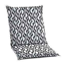 BH Outdoor Performance Flanged Hinged Cushion by BrylaneHome in Black Ikat Patio Chair Outdoor Seat Pad