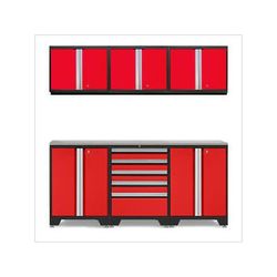 NewAge Garage Cabinets PRO Red 7-Piece Work Station with Stainless Steel Top
