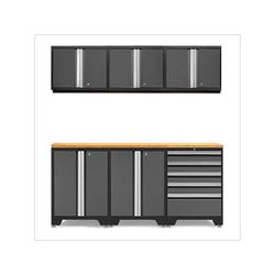 NewAge Garage Cabinets PRO Grey 7-Piece Work Station with Bamboo Top