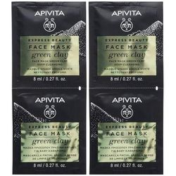 APIVITA EXPRESS BEAUTY Maschera Viso con Argilla Verde Set da 2 2x16 m