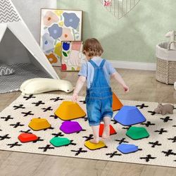 TEMU Stepping Stones Kids, 11pcs Balance Stepping Stones For Kids, Heart-shaped Non-slip Stackable River Stones, Sensory Toy For Balance & Motor Skills, Indoor & Outdoor Obstacle Courses