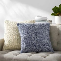 Jorah 18" Square Modern Gray/Medium Gray/Metallic Silver/Light Silver/Slate Blue Throw Pillow - Boutique Rugs