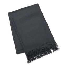 Relaxing Mode,'100% Baby Alpaca Woven Fringed Throw in Steel Blue Shade'