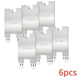 TEMU 6pcs Easy-install Stainless Steel Picture Frame Hooks - No-damage Wall Mount For Artwork, Polished Finish
