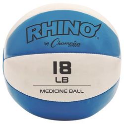 Champion Sports Rhino Leather Medicine Ball, 18 lb, Teal/White (CSIMB16)