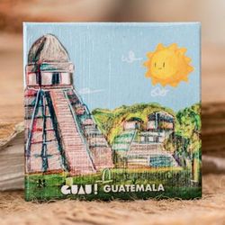 'Traditional Tikal-Themed Paper Magnet from Guatemala'