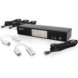 Iogear 4-Port Hdmi Kvmp With Displayport Adapters Bundle - 4 Computer(S) - 1 Local User(S) - 1920 X 1200 - 8 X Usb - 5 X Hdmi - Desktop
