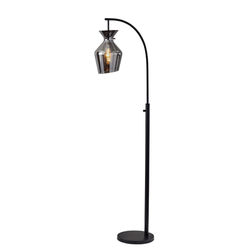 Adesso Tate Floor Lamp, 65"h, Mirrored Smoked Glass Shade/black Base