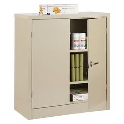 Realspace Steel Storage Cabinet, 3 Shelves, 42"h X 36"w X 18"d, Putty