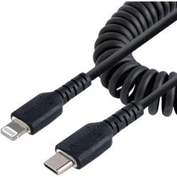 Startech.com Usb C To Lightning Cable 50Cm / 20 In, Mfi Certified, Coiled Iphone Charger Cable, Black, Tpe Jacket Aramid Fiber
