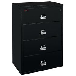 Fireking Ul 1-Hour 22-1/8"w X 37-1/2"d Lateral 4-Drawer Fireproof File Cabinet, Black, White Glove Delivery