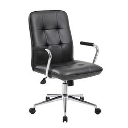 Boss Office Products Modern Caressoftplus Mid-Back Task Chair, Black