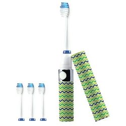 Pursonic S53 Portable Sonic Toothbrush With 3 Brush Heads, 6-1/2" X 3/4", Green