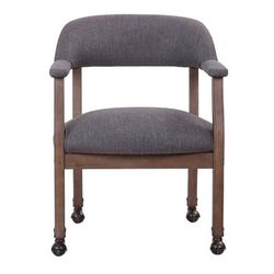 Boss Office Products Traditional Guest Chair, With Casters, Slate Gray/brown