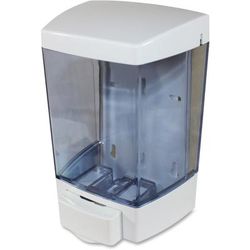 Genuine Joe Liquid Soap Dispenser - Manual - 1.44 Quart Capacity - See-Through Tank, Water Resistant - White - 1Each