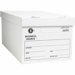 Business Source Light-Duty Storage Boxes With Lift-Off Lids, Letter Size, 12" X 24" X 10", White, Box Of 12