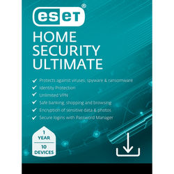 Eset Home Security Ultimate 2025, 10 Devices, 1 Yr Subscription, Pc, Download