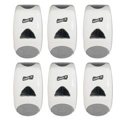 Genuine Joe 1250 Ml Foam Soap Dispenser - Manual - 1.32 Quart Capacity - Site Window, Soft Push, Sanitary-Sealed, Refillable - White - 6 / Carton