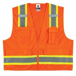 Ergodyne Glowear Safety Vest, 2-Tone Surveyors, Type-R Class 2, Large/x-Large, Orange, 8248Z