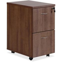 Lorell Essentials 22"d Vertical 2-Drawer Mobile Pedestal File Cabinet, Walnut