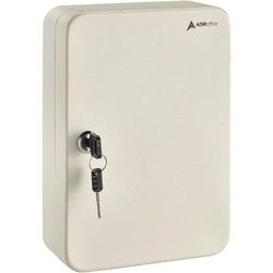 AdirOffice Steel Secure Key Cabinet with Key Lock, 48-Key, 7.1 x 3.1 x 10, Stainless Steel 304, White (ALHI68148WHI)