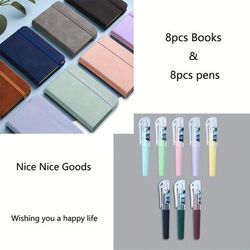 TEMU 16-pack Leather Pocket Notebooks With Closure & Matching Pens - Plain Mini Journals, Pages Each, Portable Organizers For Travel, Office, School