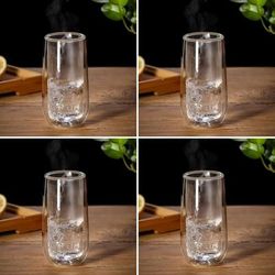 TEMU 4pcs/6pcs High Borosilicate Insulated Glass Cups,, Reusable, Round, Freezer Safe, Multipurpose, With Machine For Home Use, Milk & Beverage Glasses
