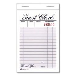 Adams One-Part Guest Check Pad, One-Part (No Copies), 3.35 x 4.94, 100 Forms/Pad, 12 Pads/Pack (ABF210012)