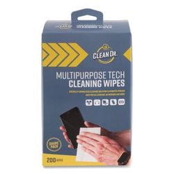 Digital Innovations ScreenDr Multipurpose Tech Cleaning Wipes, 10-Ply, 7 x 4, Unscented, White, 200/Pack (ASP32694)