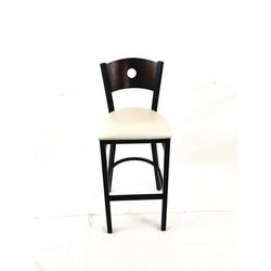 JMC Furniture Circle Series Barstool, Supports Up to 300 lb, 28.5" Seat Height, Cream Seat, Dark Walnut Back, Black Base (JMCCRBBVCRMC)