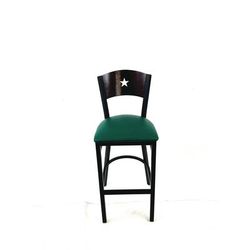 JMC Furniture Liberty Series Barstool, Supports Up to 300 lb, 28.5" Seat Height, Green Seat, Dark Mahogany Back, Black Base (JMCLBBVGRNB)