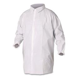 KleenGuard A40 Lab Coats, Elastic Wrists, No Pocket, Medium, White, 30/Carton (KCC44442)