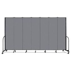Screenflex Portable Room Divider, 13 ft 1" x 0.75" x 7 ft 4", Vinyl/Fiberglass/Steel, Gray (SCXCFSL747DG)