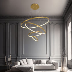 Janet | Modern Hanging Chandelier | Warm White (3000k) / 4 Rings / Black Ash | MOD LIGHTING