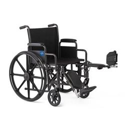 Medline 18" Wide K1 Basic Nylon Wheelchair with Swing-Back Desk-Length Arms and Elevating Leg Rests, 1 EA (K1186N22E)