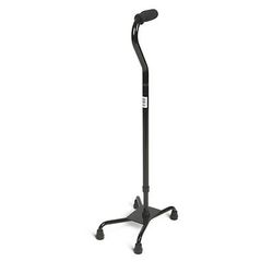 Medline Aluminum Quad Cane with Large Base, 300 lb. Weight Capacity, Black, 2/CS (MDS86228)