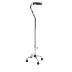 Medline Aluminum Quad Cane with Small Base, 300 lb. Capacity, Brite Chrome, 2/CS (G05345S)