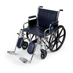 Medline Excel Extra-Wide Wheelchair, 20" Seat, Removable Desk-Length Arms, Elevating Leg Rests, 1 EA (MDS806750)