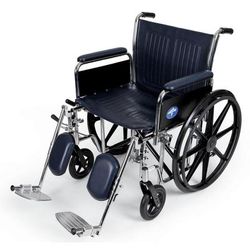 Medline Excel Extra-Wide Wheelchair, 24" Seat, Removable Full-Length Arms, Elevating Leg Rests, 1 EA (MDS806950FLA)