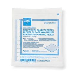 Medline Gauze Sponge, 4" x 4", 4-Ply, Sterile, 5/Pack, 800/CS (NON214495)