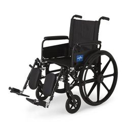 Medline K4 Lightweight Wheelchair with Full-Length Arms and Elevating Leg Rests, 300 lb. Weight Capacity, 18" Width, 1 EA (MDS806550FLA)