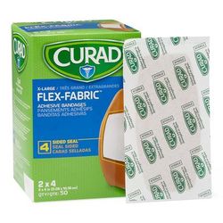 Curad Flex-Fabric Adhesive Bandages, Extra Large 2" x 4" Strips, 50/Bx, 600/CS (NON25524)