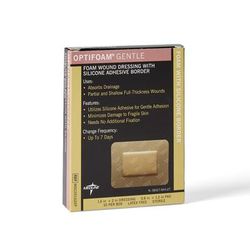 Medline Optifoam Gentle Foam Wound Dressing with Silicone Adhesive Border, 1.6" x 2" in Educational Packaging, 10/BX (MSC20162EPZ)