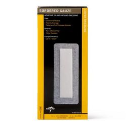 Medline Sterile Bordered Gauze Adhesive Island Wound Dressing, 4" x 10" with 2" x 8" Pad, 150/CS (MSC32410)